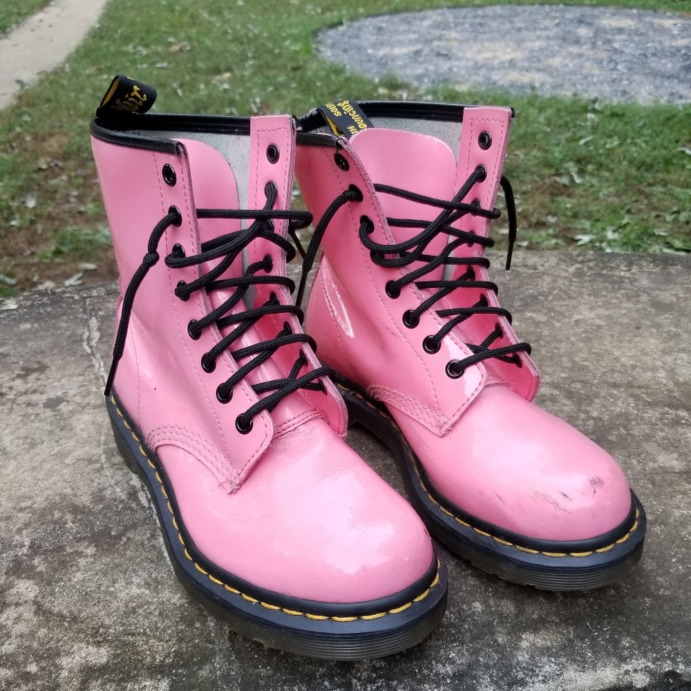 Pink Doc Marten Combat Boots